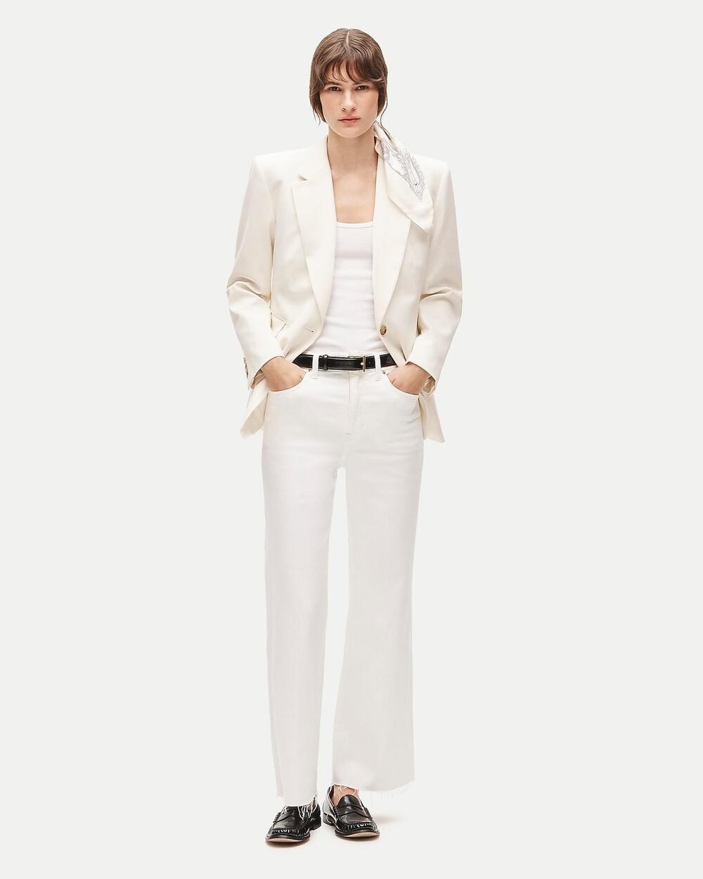 J.Crew Petite Charley kickout cropped jean in super-stretch White P30